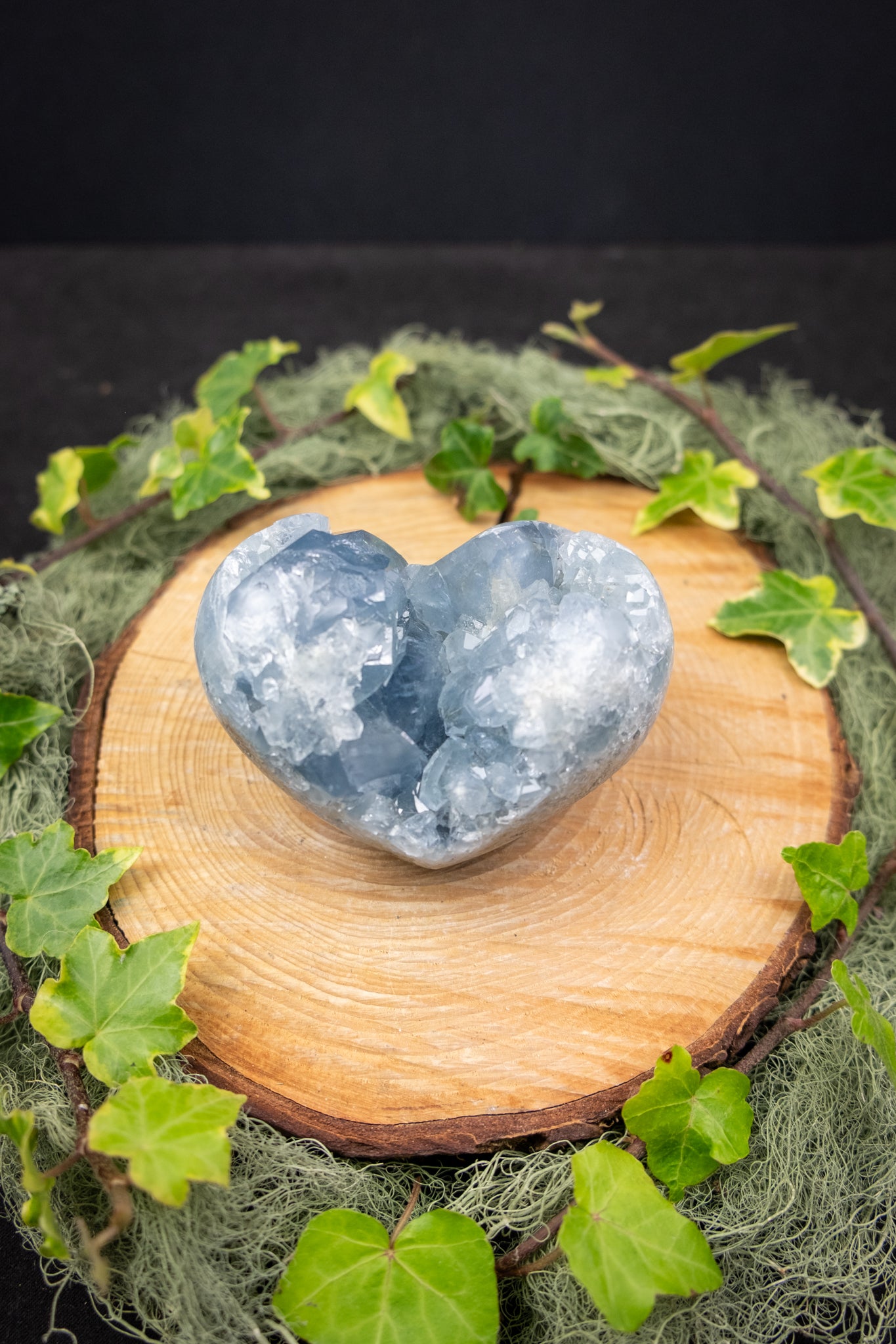 Celestite Heart Geode Crystal, High Grade Celestine Stone, Sparkling Blue Gem for Calm, Clarity and Angelic Connection