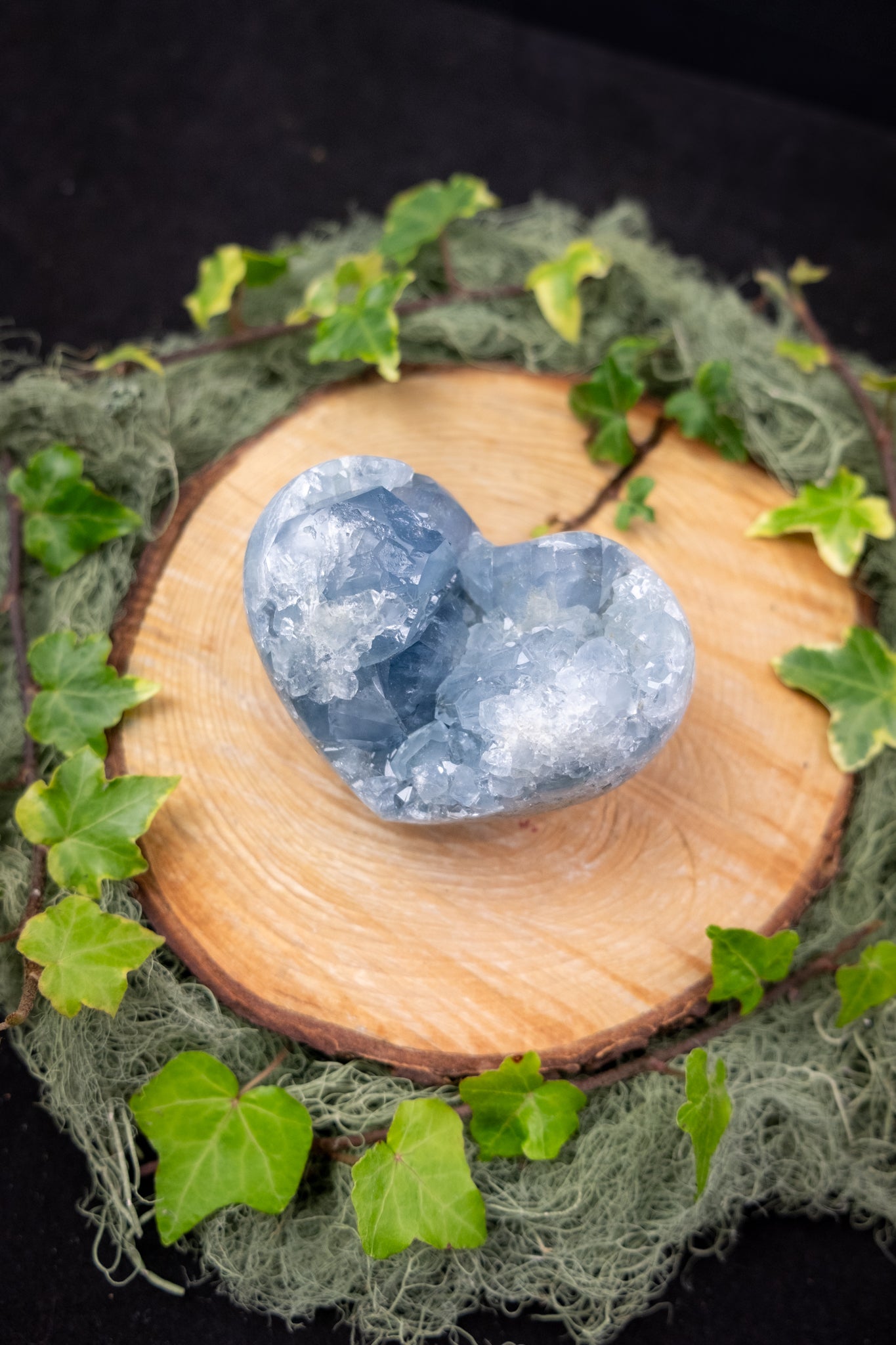 Celestite Heart Geode Crystal, High Grade Celestine Stone, Sparkling Blue Gem for Calm, Clarity and Angelic Connection