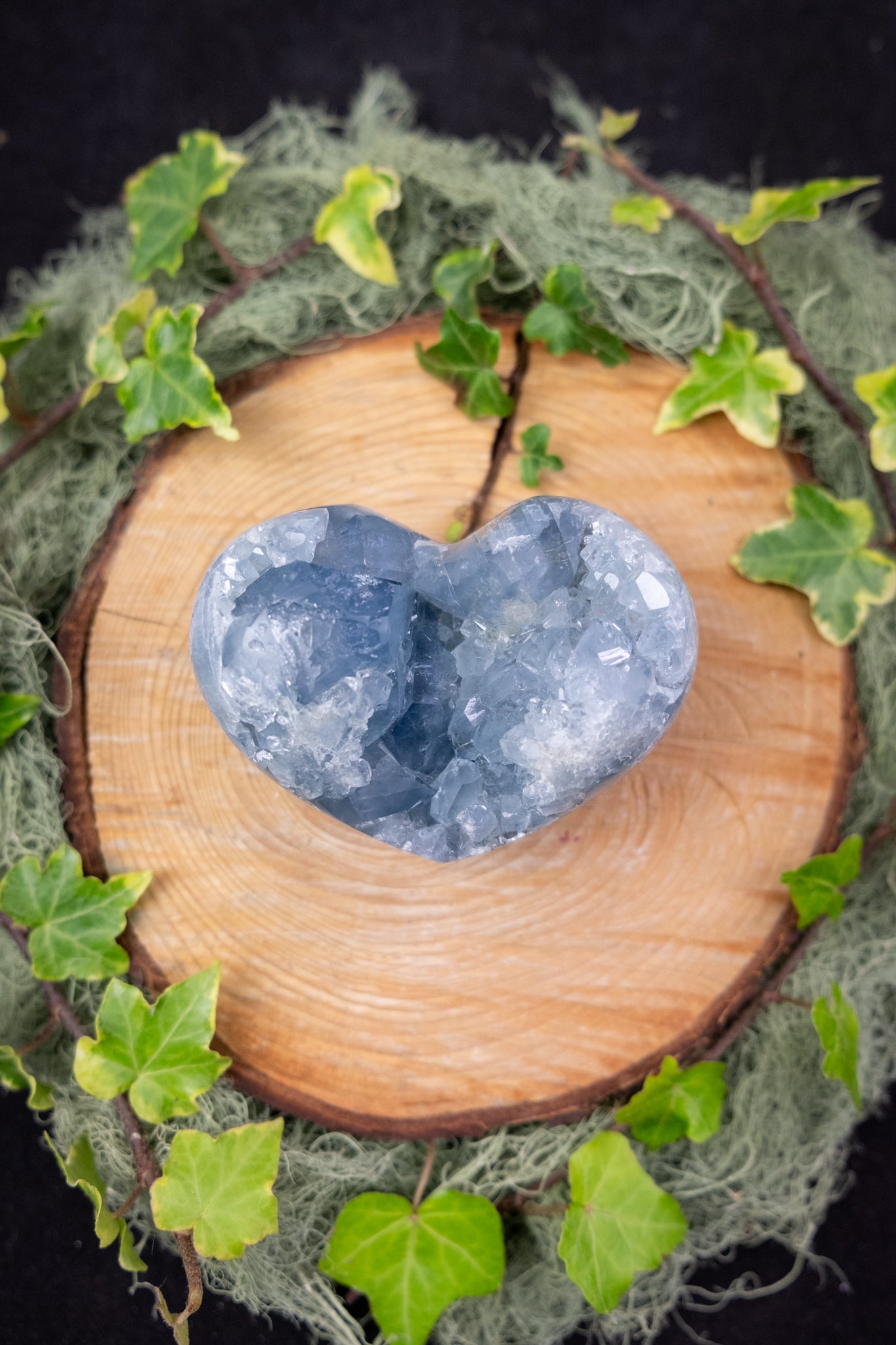 Celestite Heart Geode Crystal, High Grade Celestine Stone, Sparkling Blue Gem for Calm, Clarity and Angelic Connection