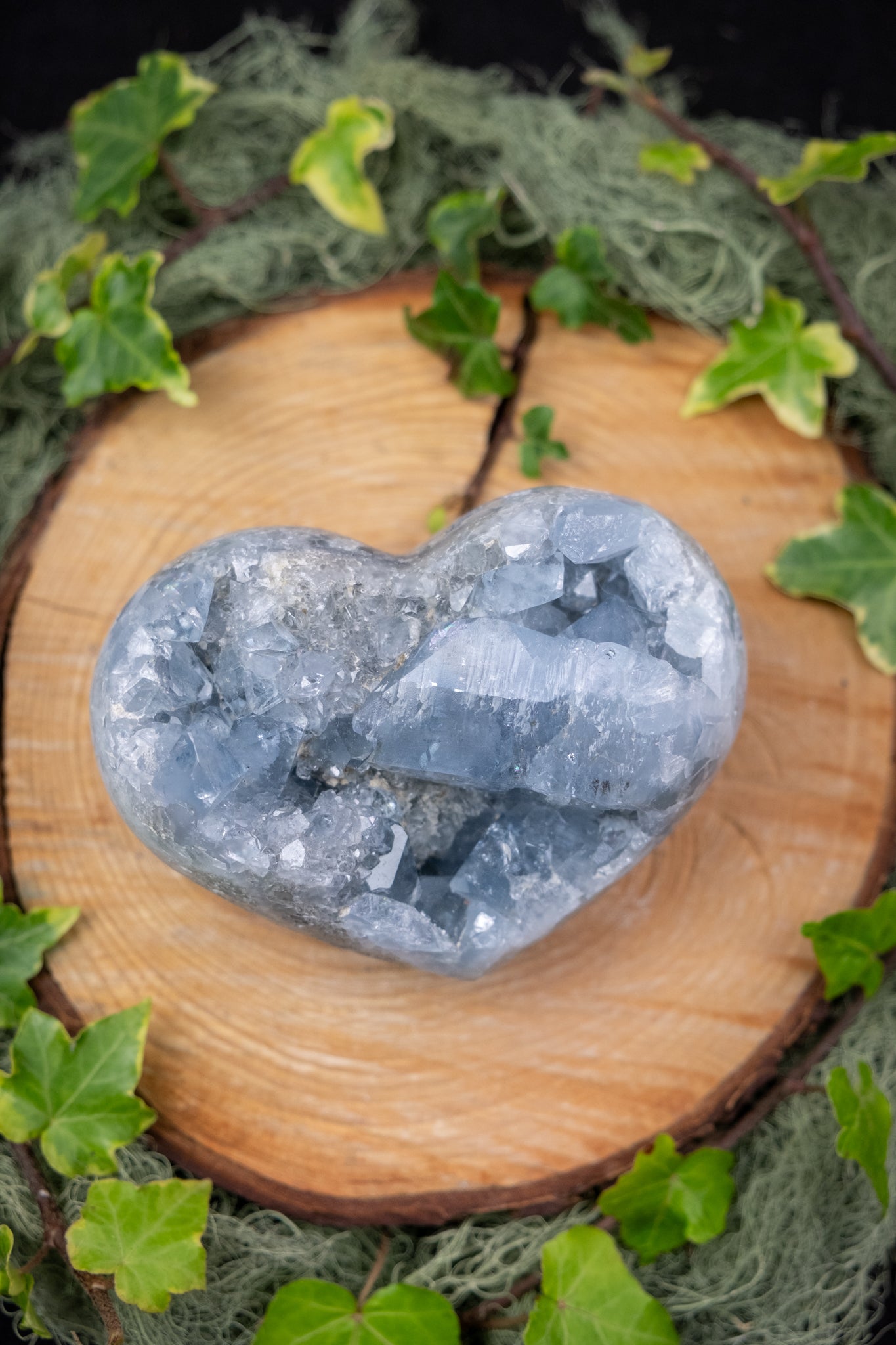 Celestite Heart Geode Crystal, High Grade Celestine Stone, Sparkling Blue Gem for Calm, Clarity and Angelic Connection