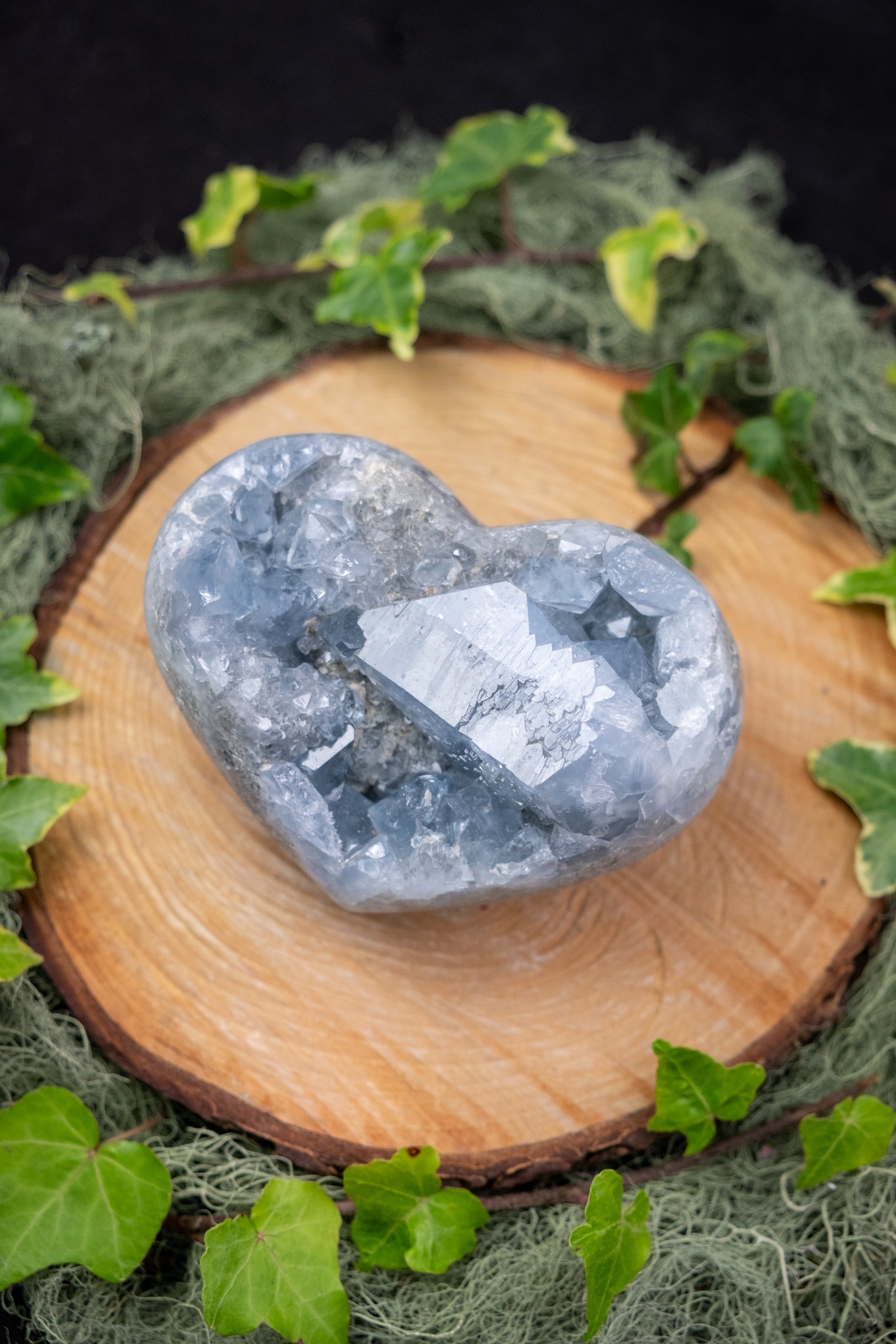 Celestite Heart Geode Crystal, High Grade Celestine Stone, Sparkling Blue Gem for Calm, Clarity and Angelic Connection
