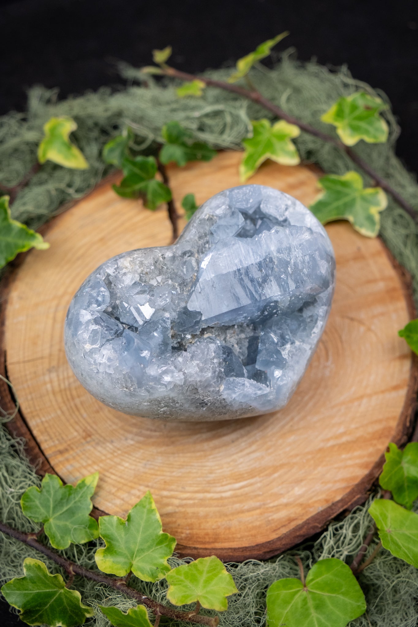 Celestite Heart Geode Crystal, High Grade Celestine Stone, Sparkling Blue Gem for Calm, Clarity and Angelic Connection