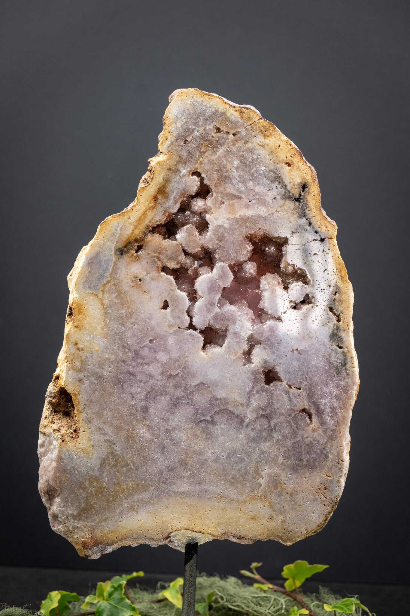 High Grade Pink Amethyst Freeform Slice on Stand, Rare Crystal Slice, Drusy Gemstone Display, Statement Home Decor Crystal