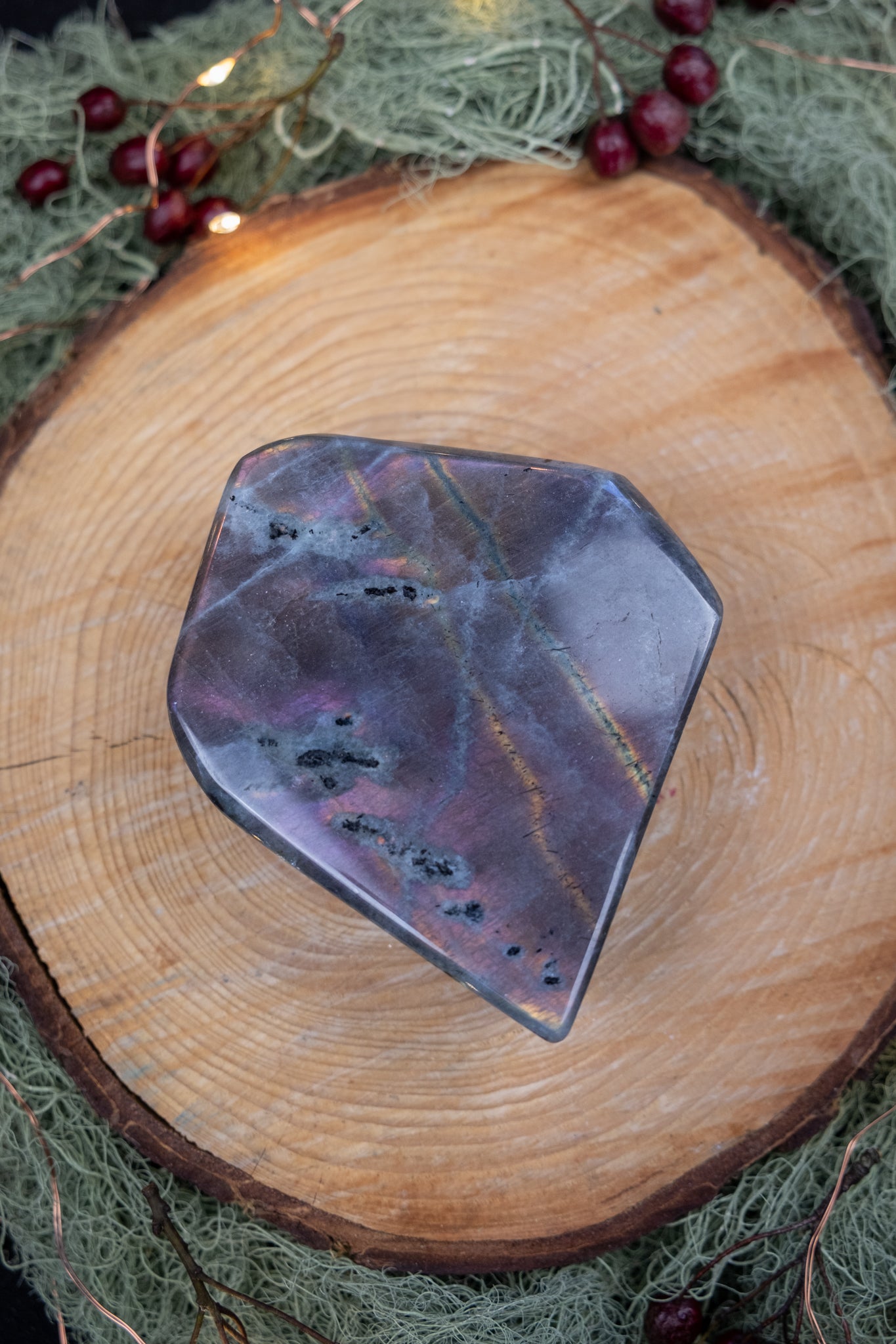 High Grade Sunset Labradorite Polished Stone, Rare Pink Purple Gold Flash, Madagascan Gem for Intuition and Light