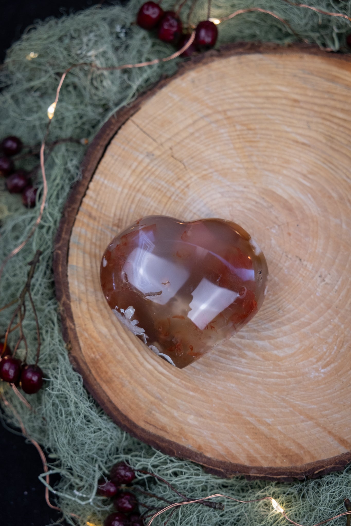 Flower Agate Heart, High Grade Polished Gemstone, Emotional Growth Stone, Calming Feminine Energy Crystal