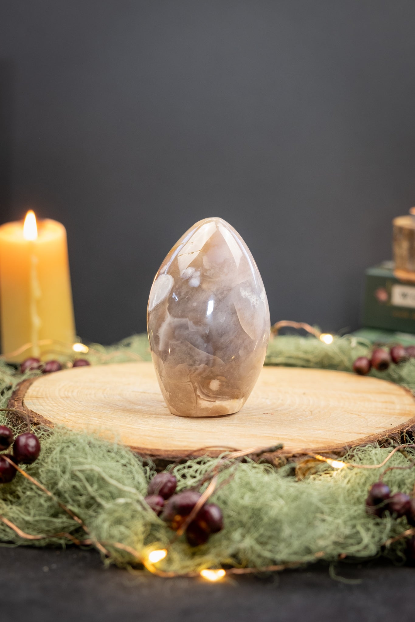 Flower Agate Freeform Hand Carved Crystal, Polished Gemstone for Growth, New Beginnings, Confidence and Gentle Motivation