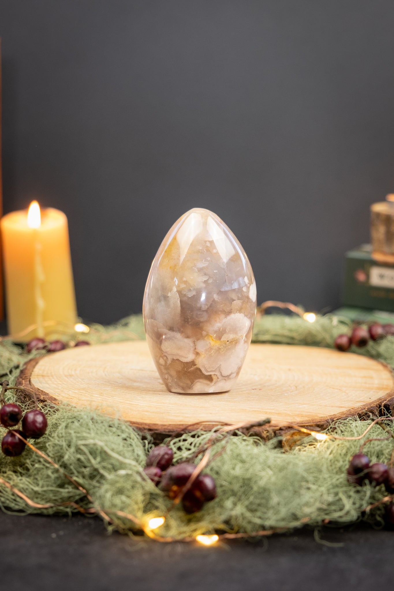 Flower Agate Freeform Hand Carved Crystal, Polished Gemstone for Growth, New Beginnings, Confidence and Gentle Motivation