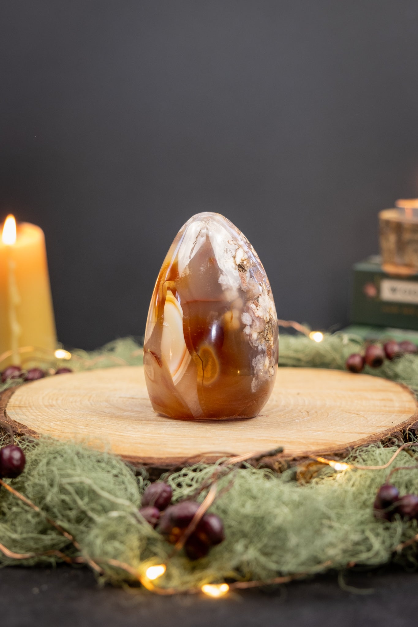 Flower Agate Freeform Hand Carved Crystal, Polished Gemstone for Growth, New Beginnings, Confidence and Gentle Motivation