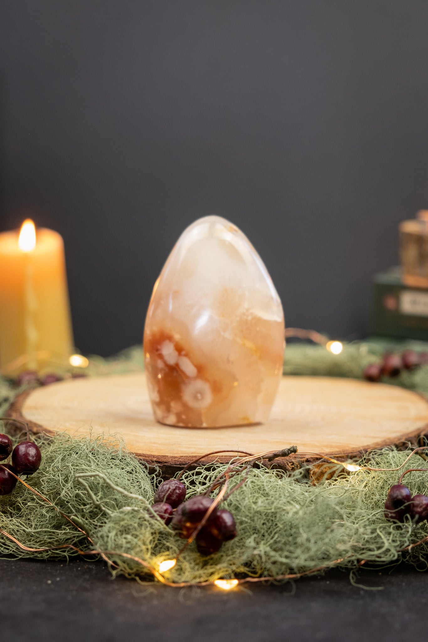 Flower Agate Freeform Hand Carved Crystal, Polished Gemstone for Growth, New Beginnings, Confidence and Gentle Motivation