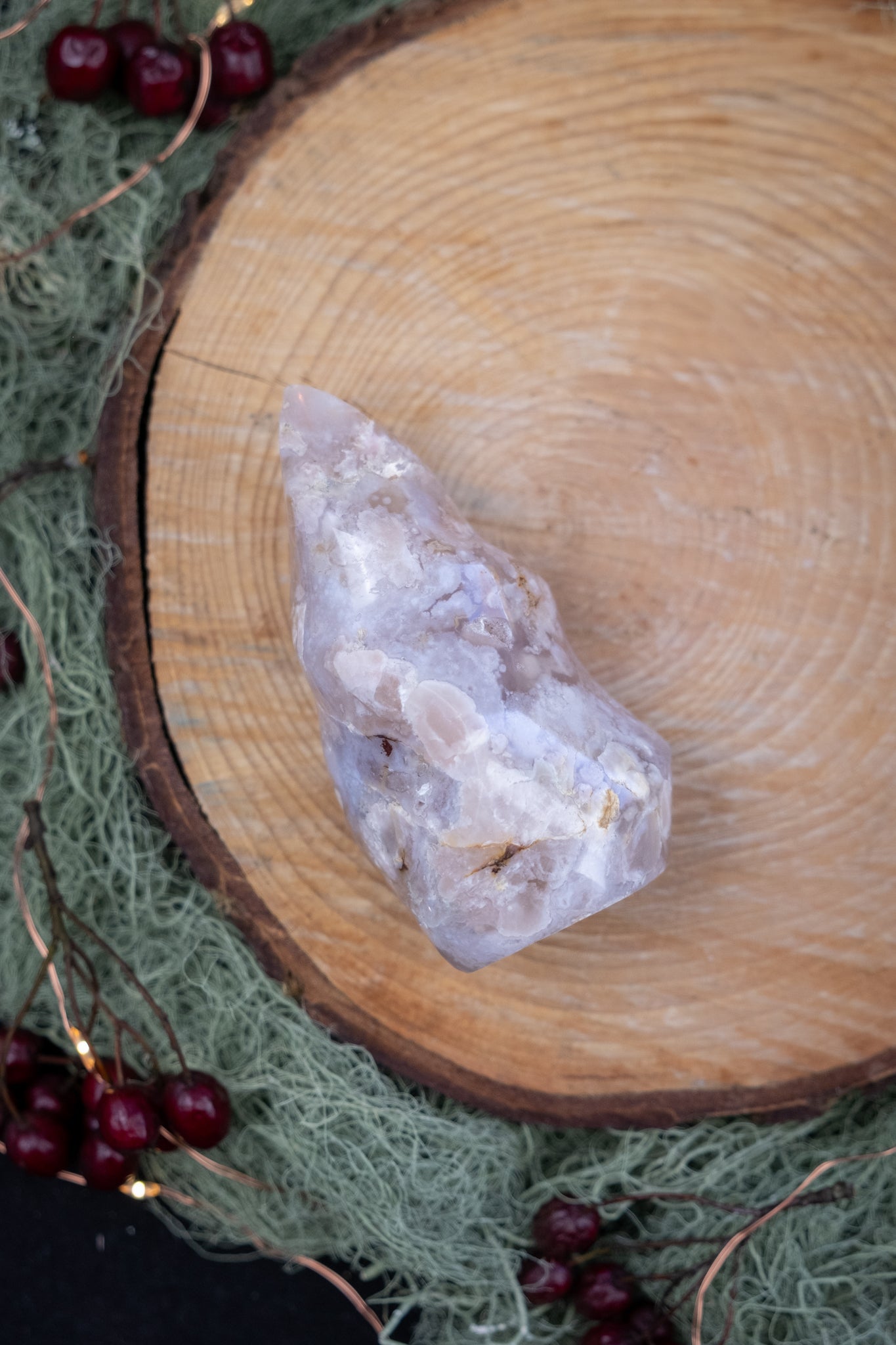 Flower Agate Flame Crystal from Madagascar, Nurturing Growth Manifestation Stone for New Beginnings Creativity and Gentle Strengt