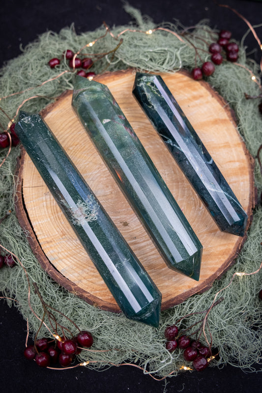 Indian Bloodstone Vogel Wand Crystal, Polished Double Terminated Bloodstone Point, Grounding Protection Stone from India