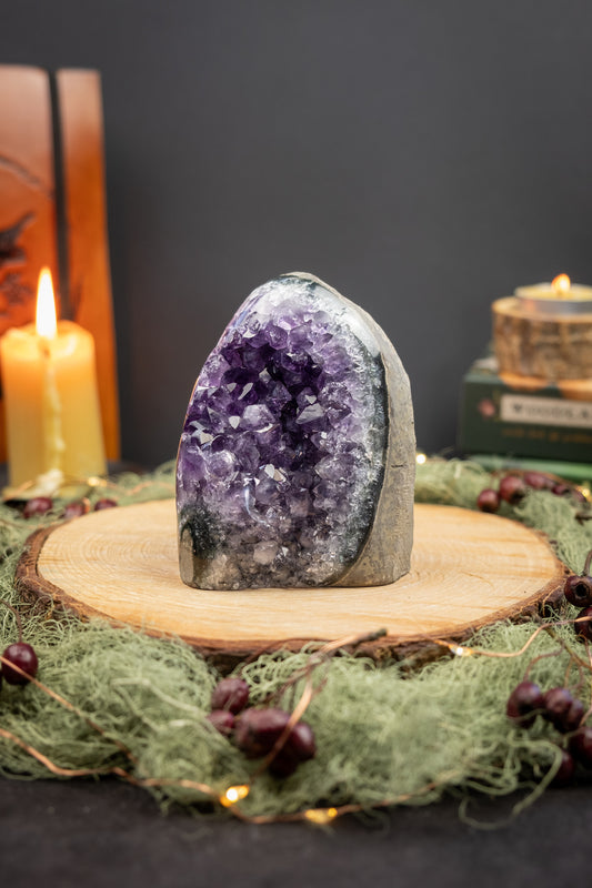 Stunning Deep Purple Amethyst Cluster, Cut Base Crystal from Uruguay, High Grade Amethyst Stone for Calm Protection and Spiritual Clarity