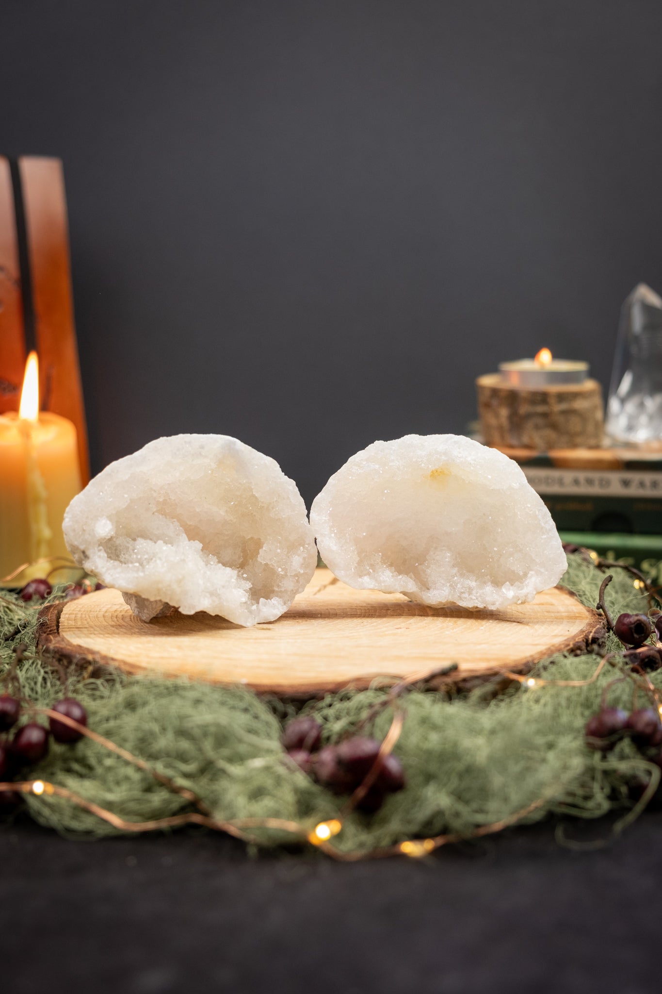 High Grade Sparkly Crystal Cave Pair, Small Druzy Crystal Caverns, Natural Intuitively Chosen Decorative Crystals