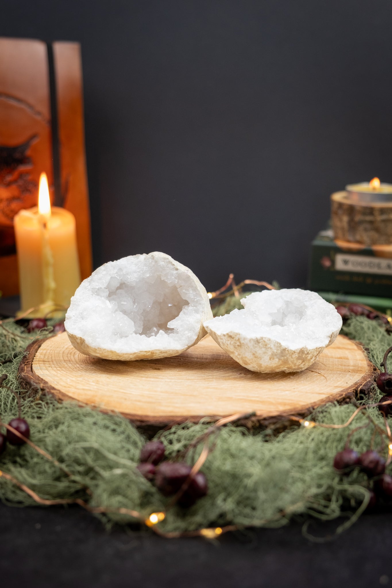 High Grade Sparkly Crystal Cave Pair, Small Druzy Crystal Caverns, Natural Intuitively Chosen Decorative Crystals