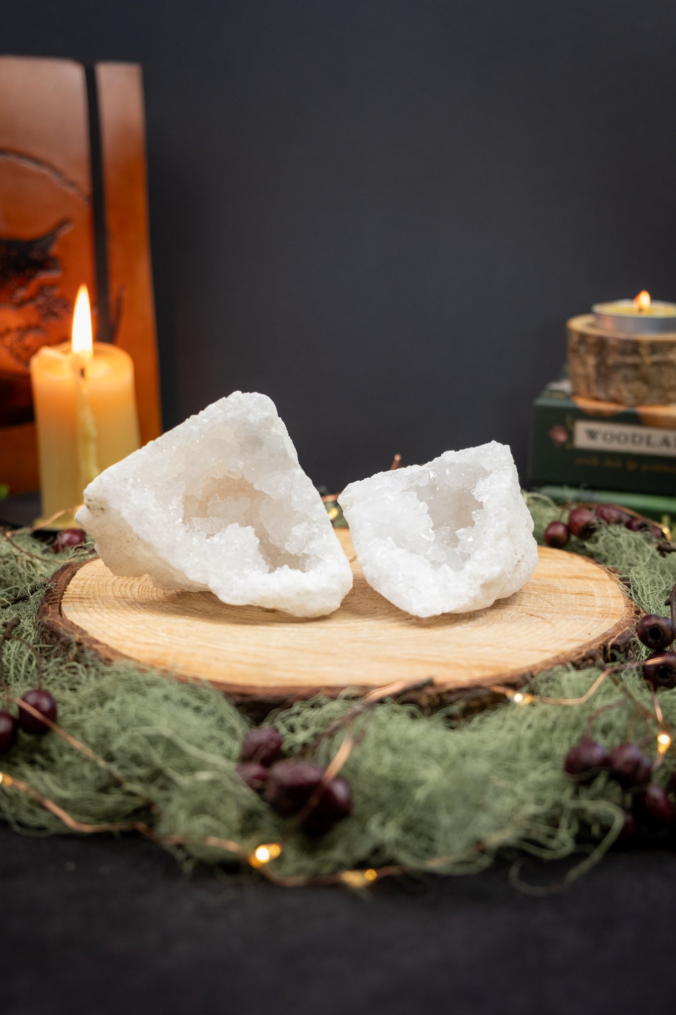 High Grade Sparkly Crystal Cave Pair, Small Druzy Crystal Caverns, Natural Intuitively Chosen Decorative Crystals