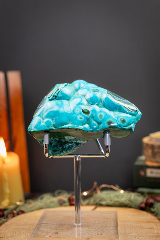 Malacholla Freeform Crystal, Chrysocolla and Malachite Stone, Heart Healing, Calm Communication, Ethically Sourced Statement Piece