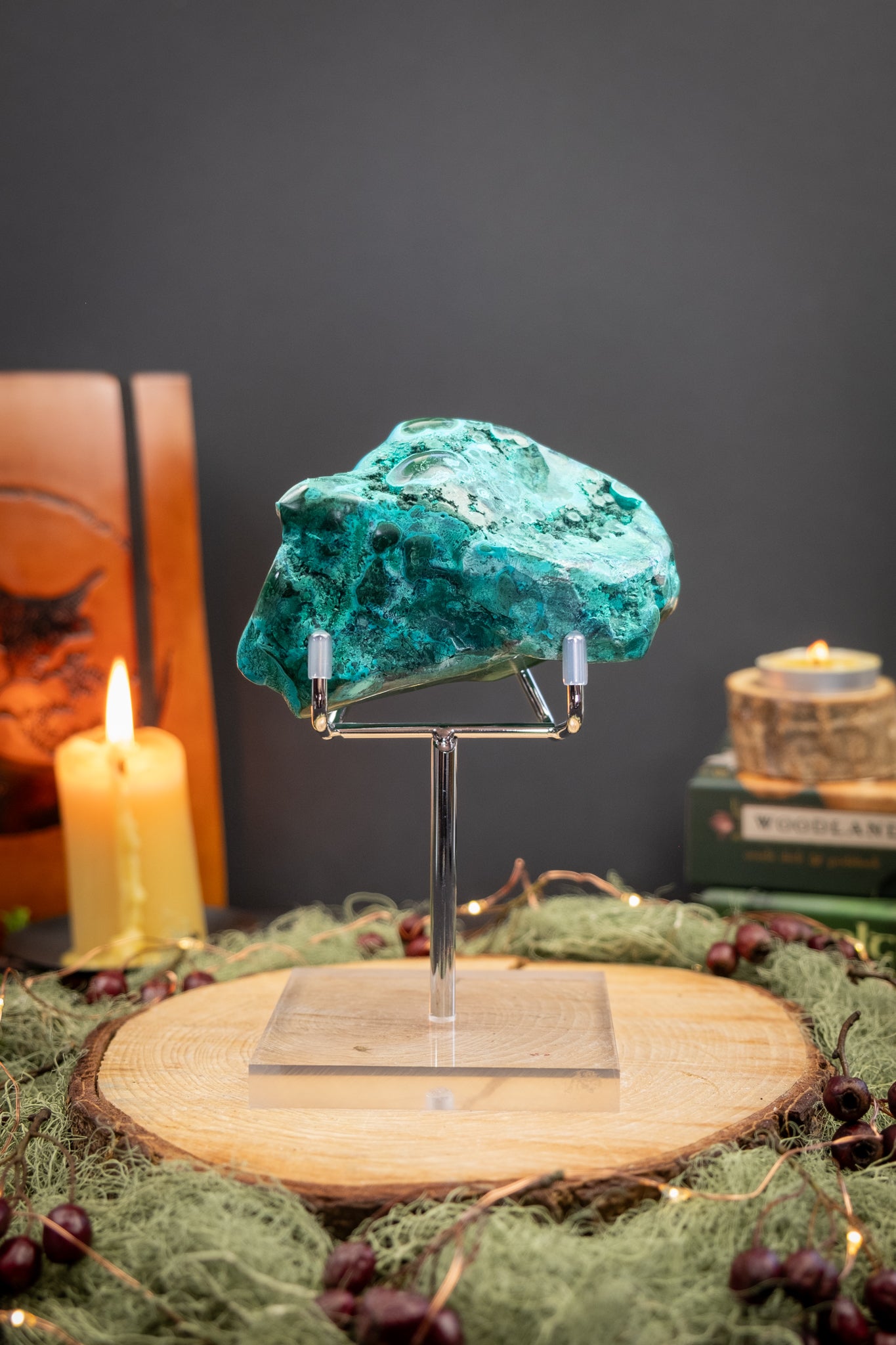 Malacholla Freeform Crystal, Chrysocolla and Malachite Stone, Heart Healing, Calm Communication, Ethically Sourced Statement Piece