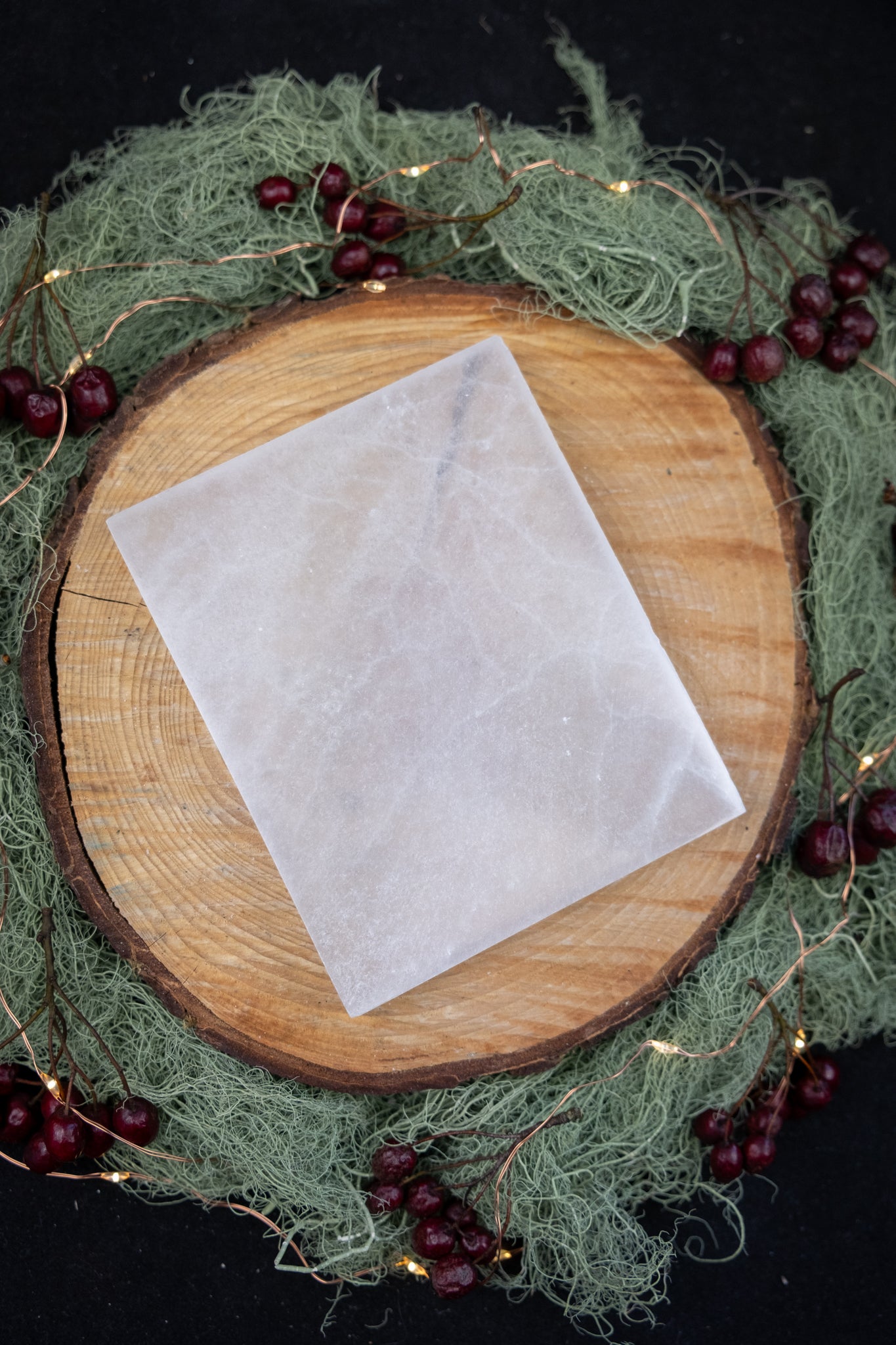 Selenite Polished Charging Slab, Crystal Cleansing Plate for Energy Clearing, Meditation and Sacred Space