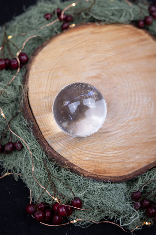 Exceptional High Grade Madagascan Clear Quartz Sphere, Natural Crystal Ball, Energy Amplifier Stone for Clarity Healing and Manifestation