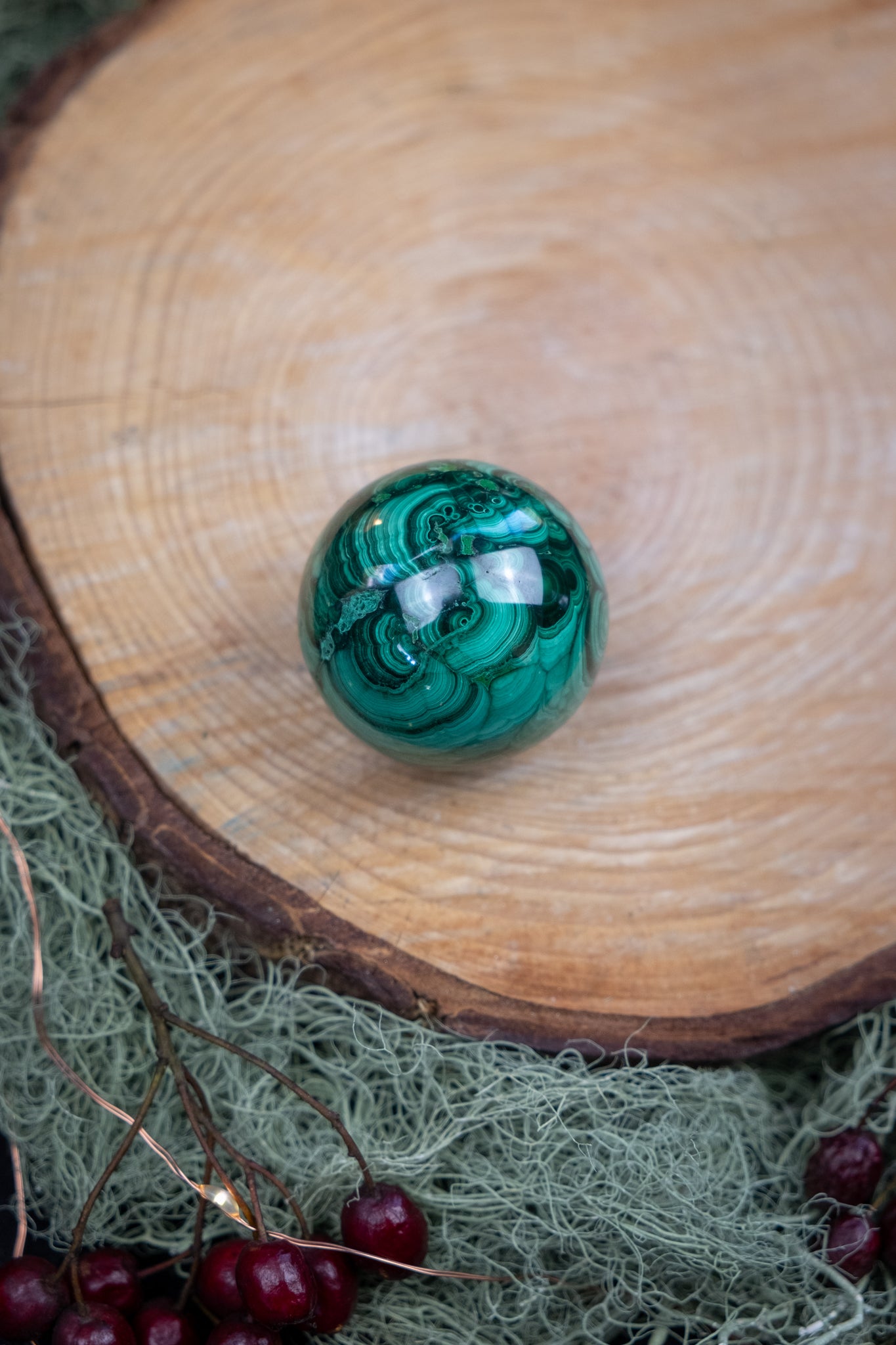 Malachite Sphere for Protection, Transformation, Emotional Healing, Heart Chakra, Crystal Ball, Polished Green Gemstone, Mineral Sphere