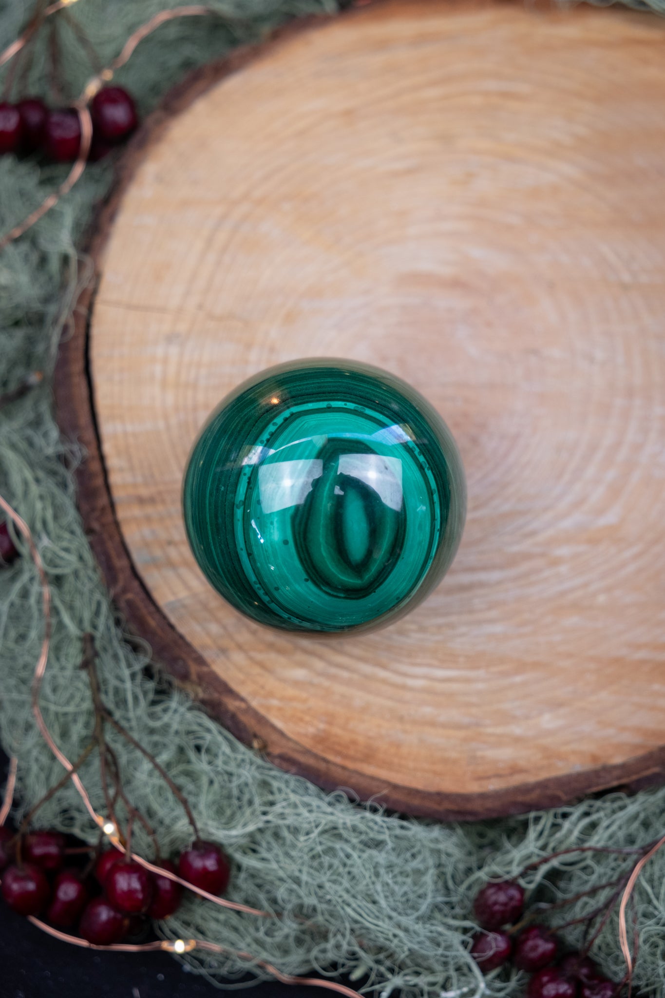 Malachite Sphere Crystal for Transformation and Heart Healing, Polished Green Malachite Stone from the Congo