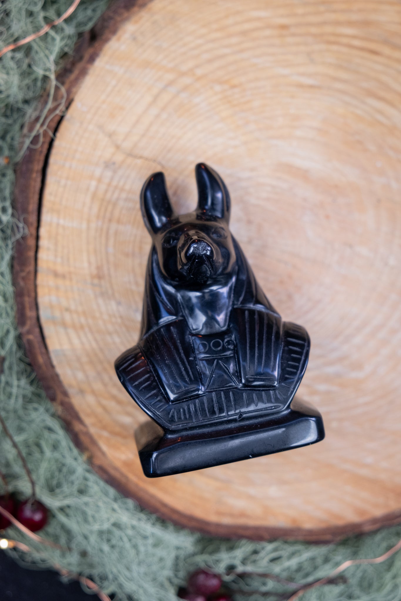 Hand Carved Black Obsidian Anubis Statue, Protection Crystal, Grounding Stone, Ancient Egyptian Guardian, Spiritual Altar Piece