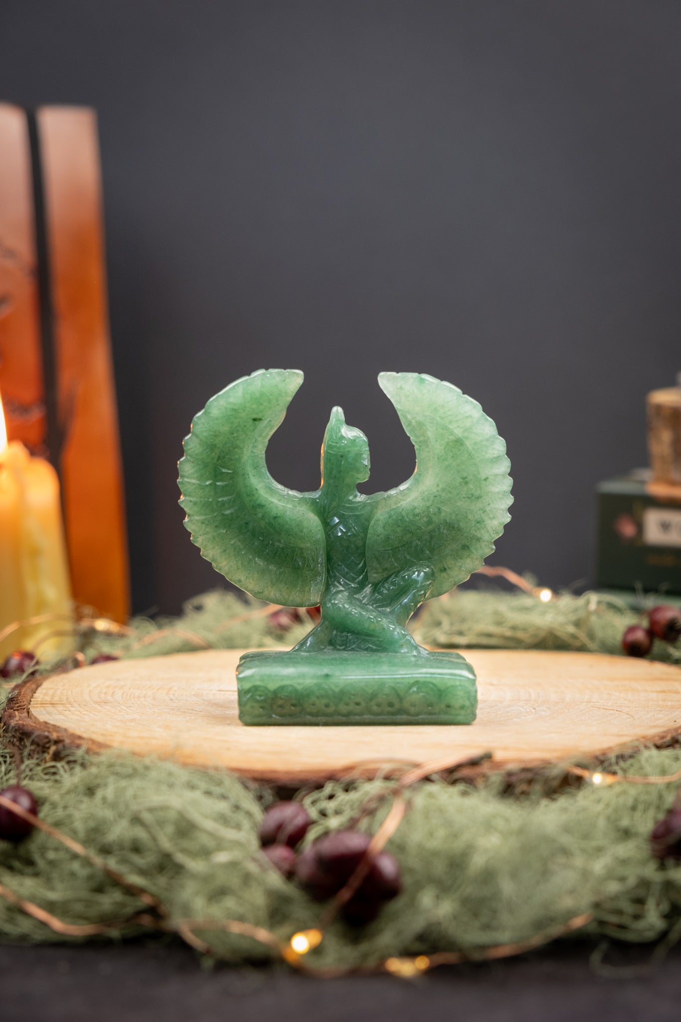 Green Aventurine Isis carving, hand carved goddess statue, heart healing crystal, sacred feminine energy stone