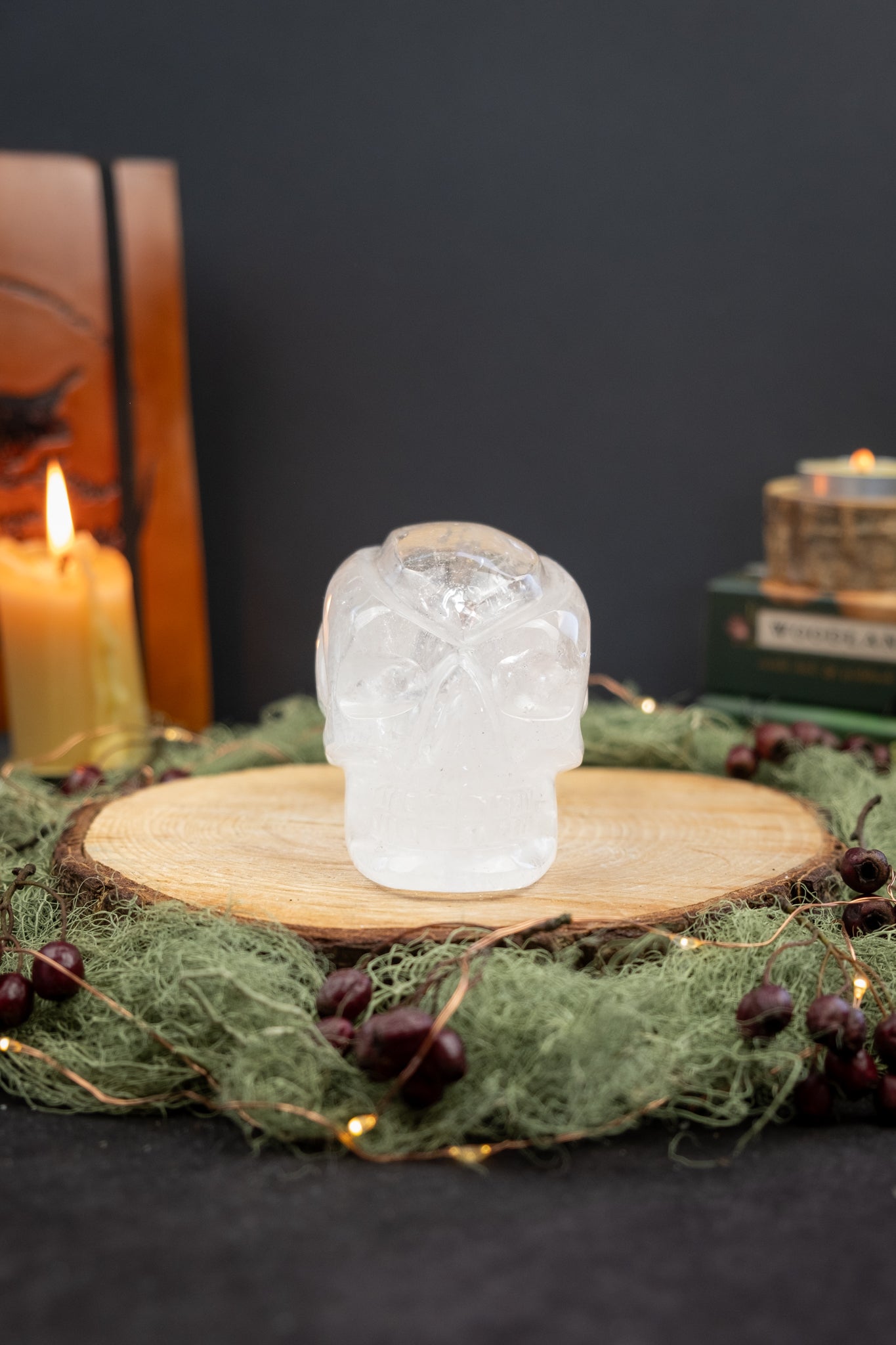 High Grade Lemurian Quartz Traveller Skull, Rainbow Filled Clear Stone Carving, One of a Kind Lemurian Gem