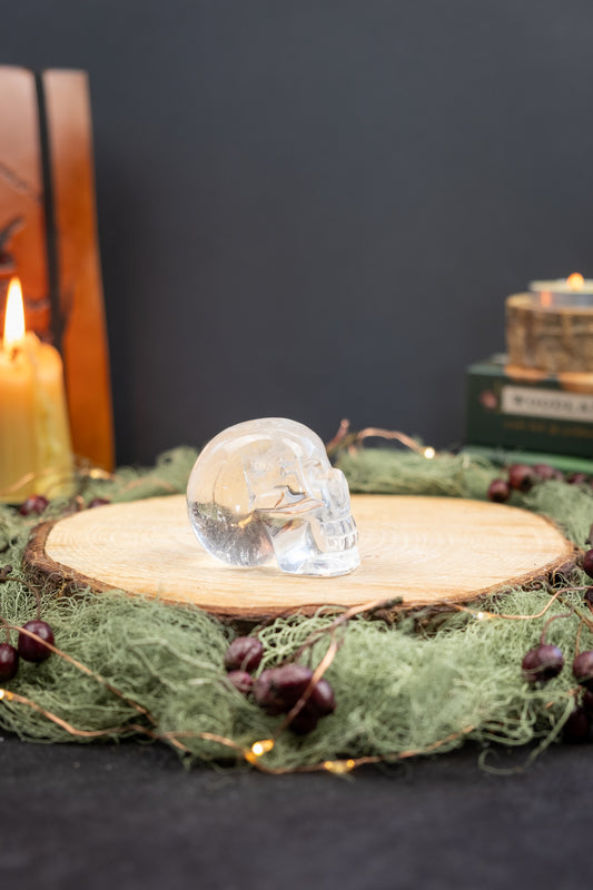 Lemurian Crystal Skull High Grade Clarity Crystal Skull Gem Stone Carving Hand Carved Quartz with Rainbows