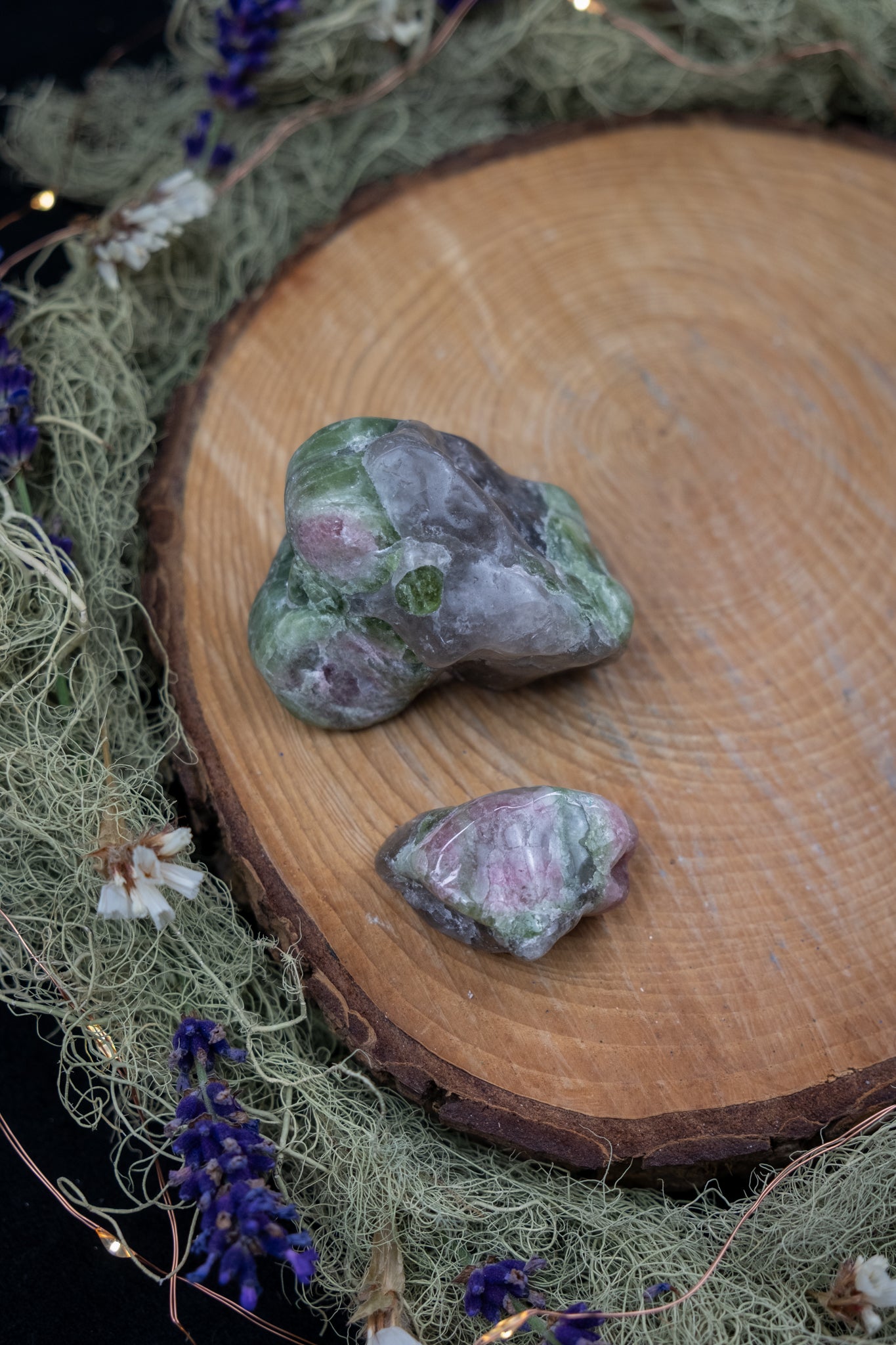 Polished Watermelon Tourmaline in Smokey Quartz