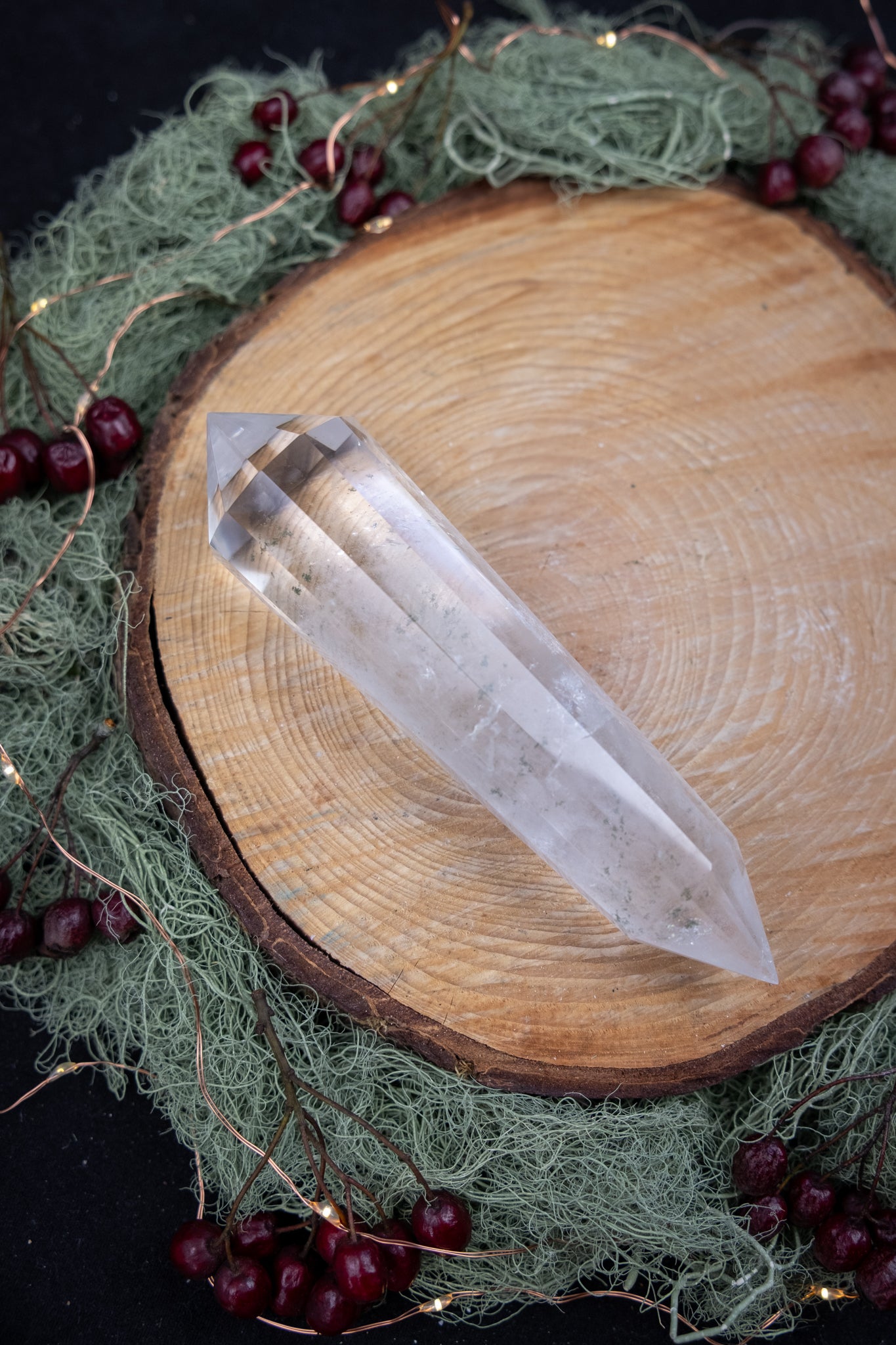 Lemurian Quartz Vogel Cut Crystal Gem with Chlorite Phantoms, High Grade Clear Stone, Rainbows Goddess Energy Exceptional Quality