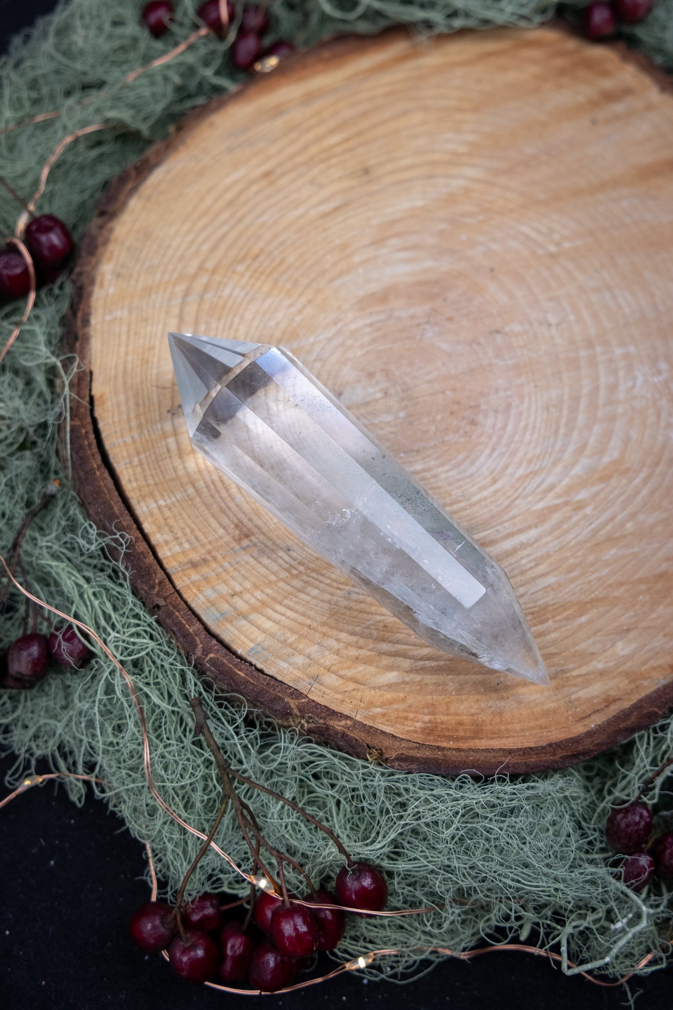 High Grade Lemurian Quartz Vogel with Chlorite Inclusions, 12 Sided Hand Carved Crystal for Energy Work and Healing