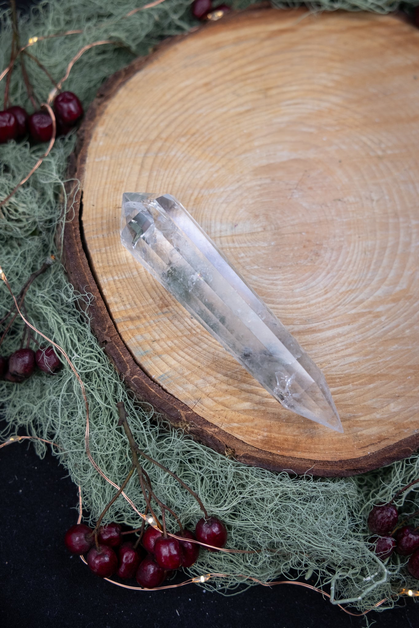 High Grade Lemurian Quartz Vogel with Chlorite Inclusions, 12 Sided Hand Carved Crystal for Energy Work and Healing