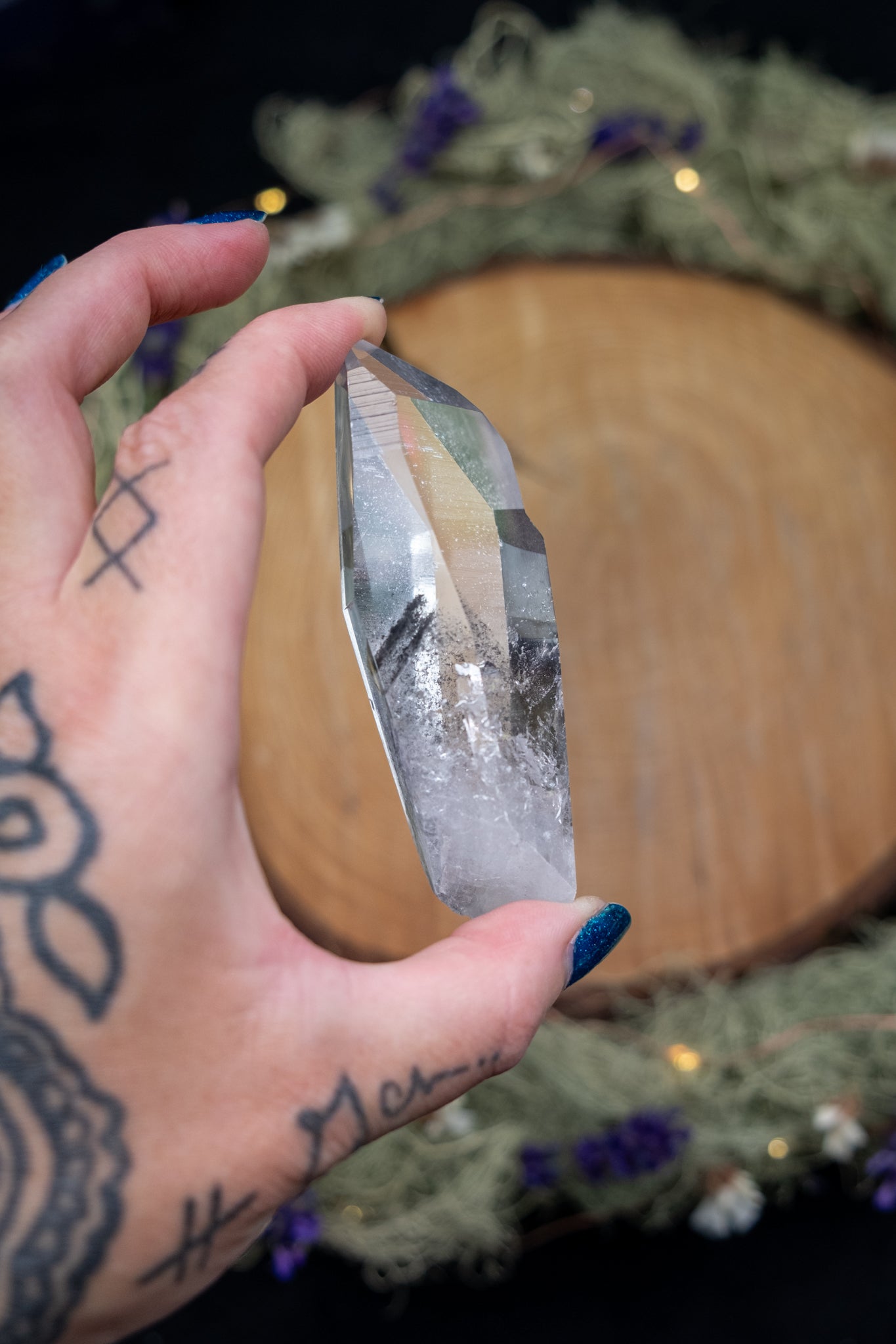 Black Phantom Lemurian Quartz Point