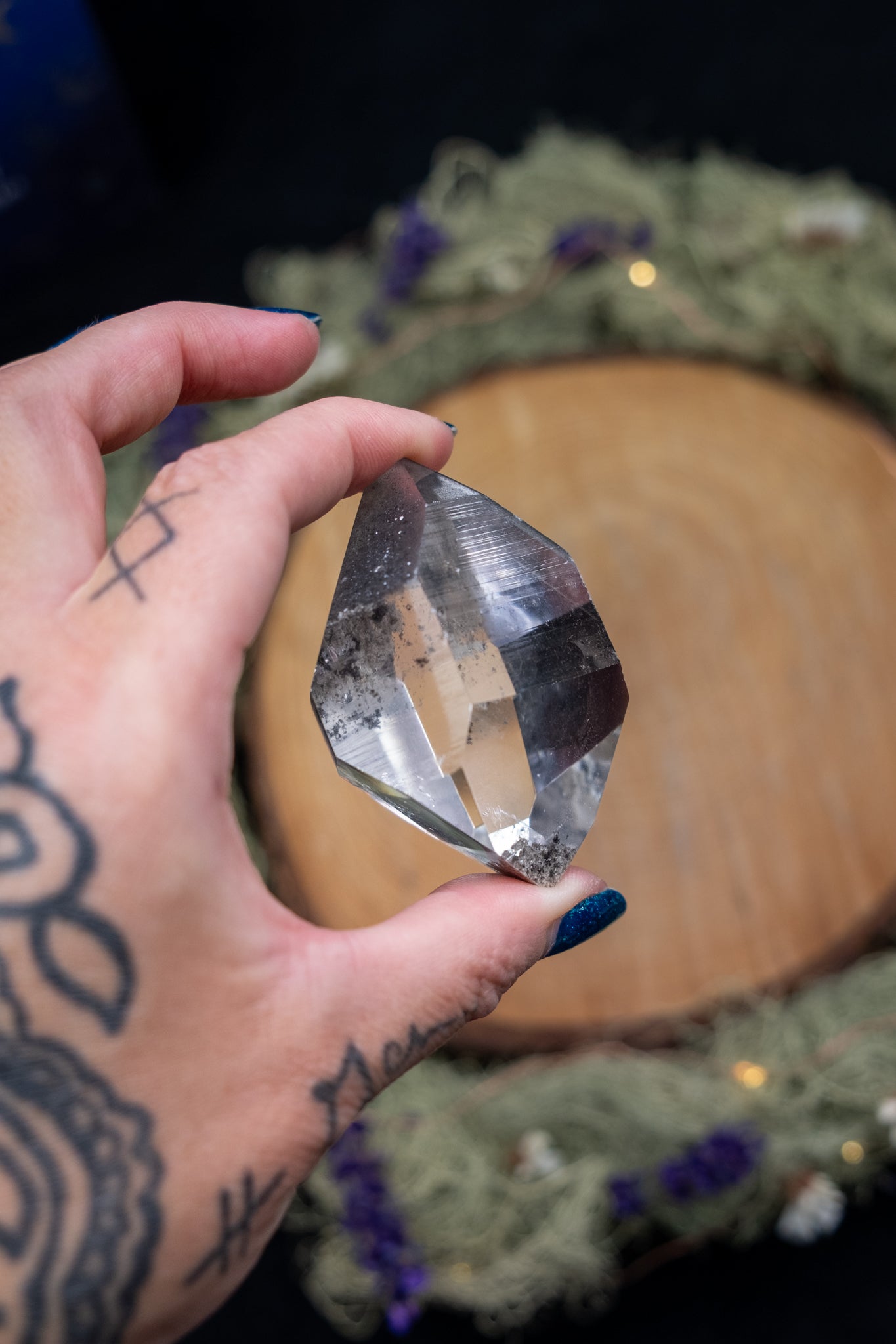Black Phantom Lemurian Quartz Double Terminated Point