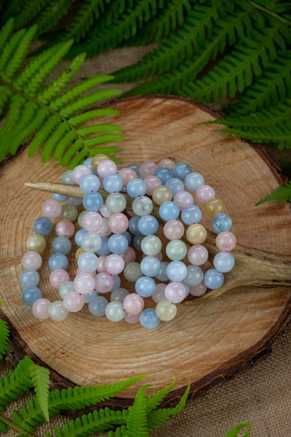 Morganite crystal bracelet, Gift for her, Crystal of Divine Love, Heal a broken heart, Soothing and calming crystal, Chunky 10mm bead.