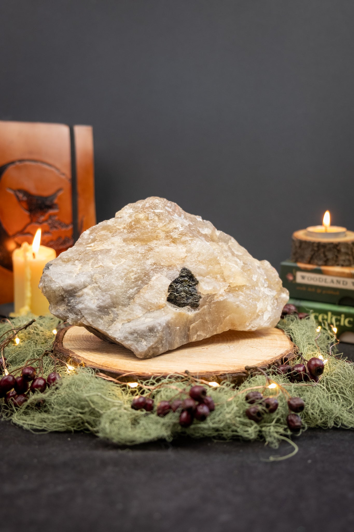 Raw natural citrine with black tourmaline block, high grade Brazilian citrine and black tourmaline stone for grounding protection clarity and abundance