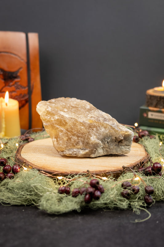 Natural Raw Citrine with Albite, Brazilian Pegmatite Crystal Stone for Clarity and Grounded Manifestation