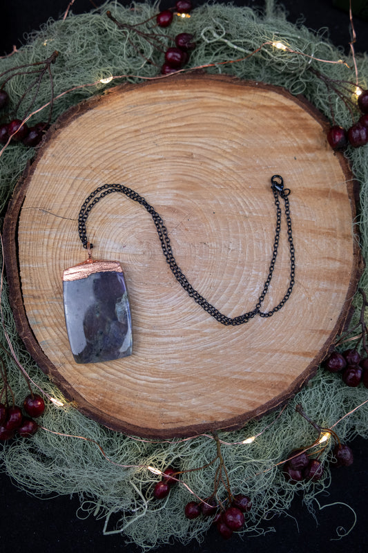 Electroformed Peach Flash Labradorite Copper Necklace