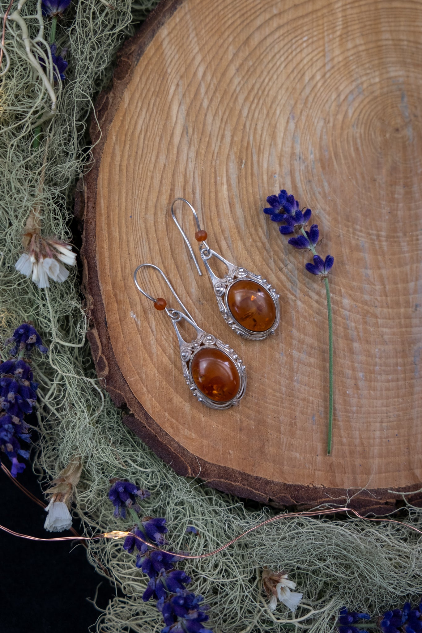 Natural Baltic Amber Sterling Silver Drop Earrings