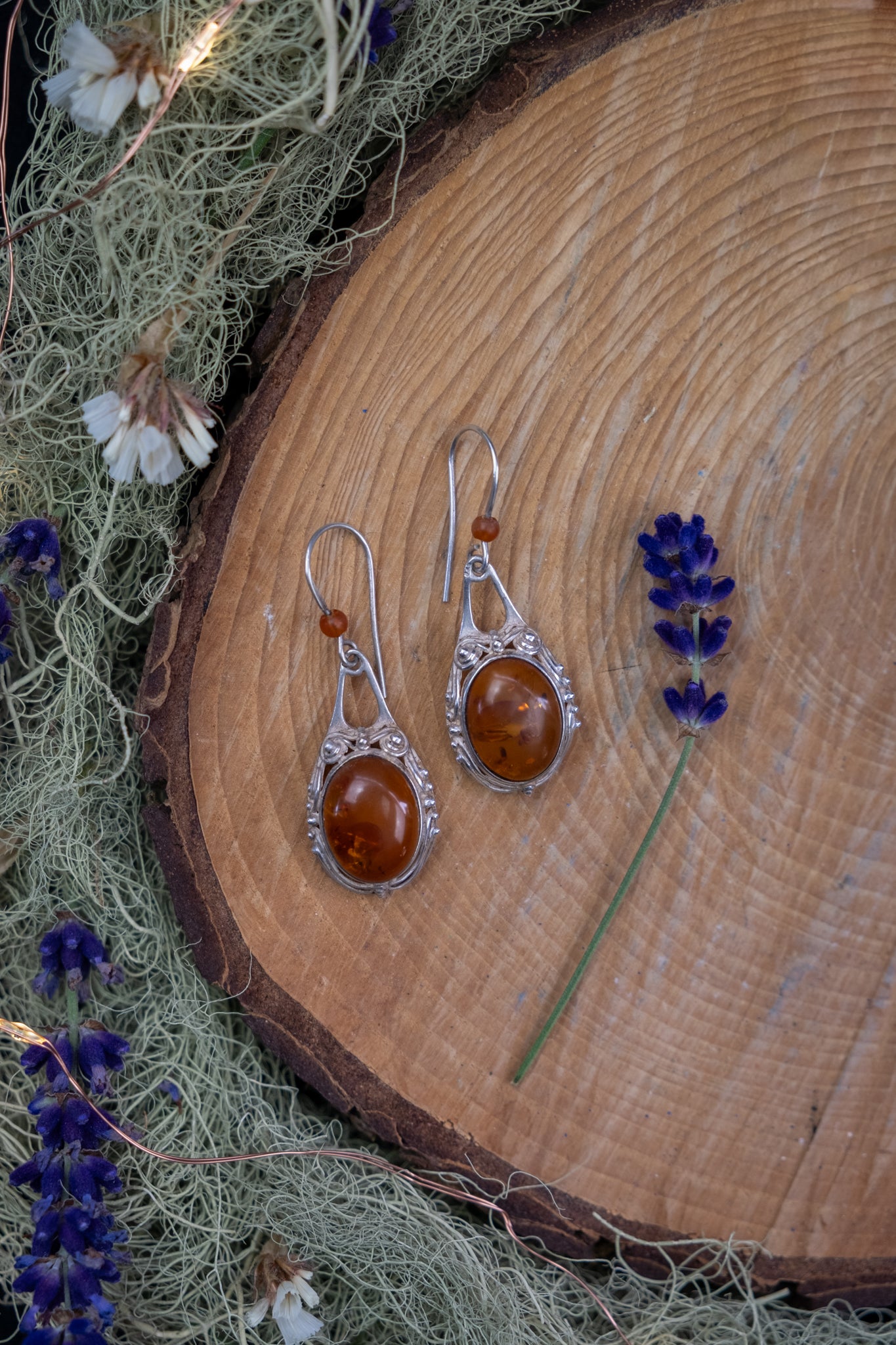 Natural Baltic Amber Sterling Silver Drop Earrings