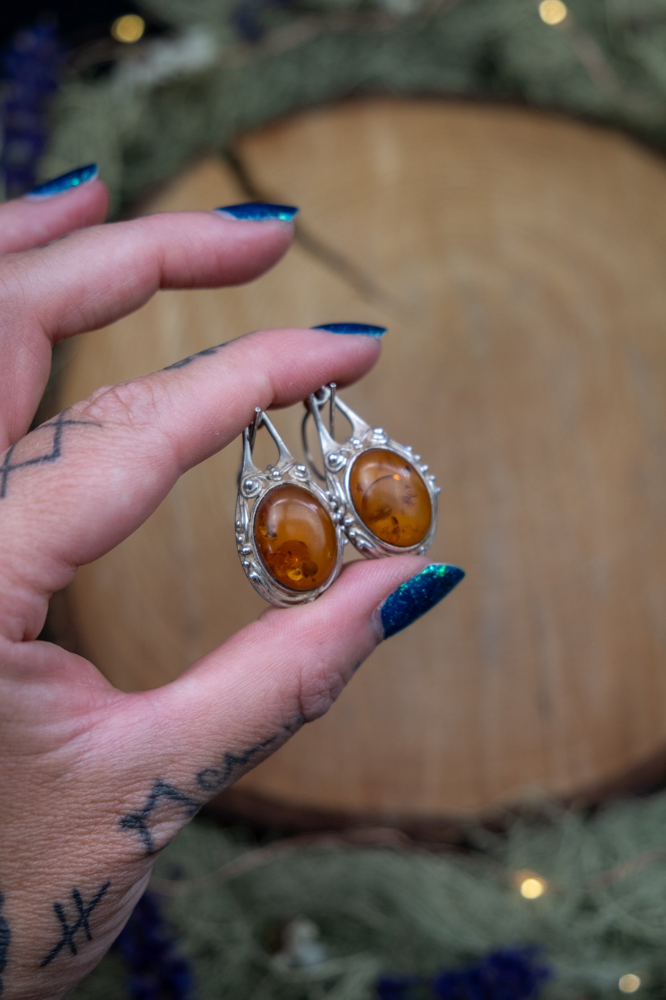Natural Baltic Amber Sterling Silver Drop Earrings