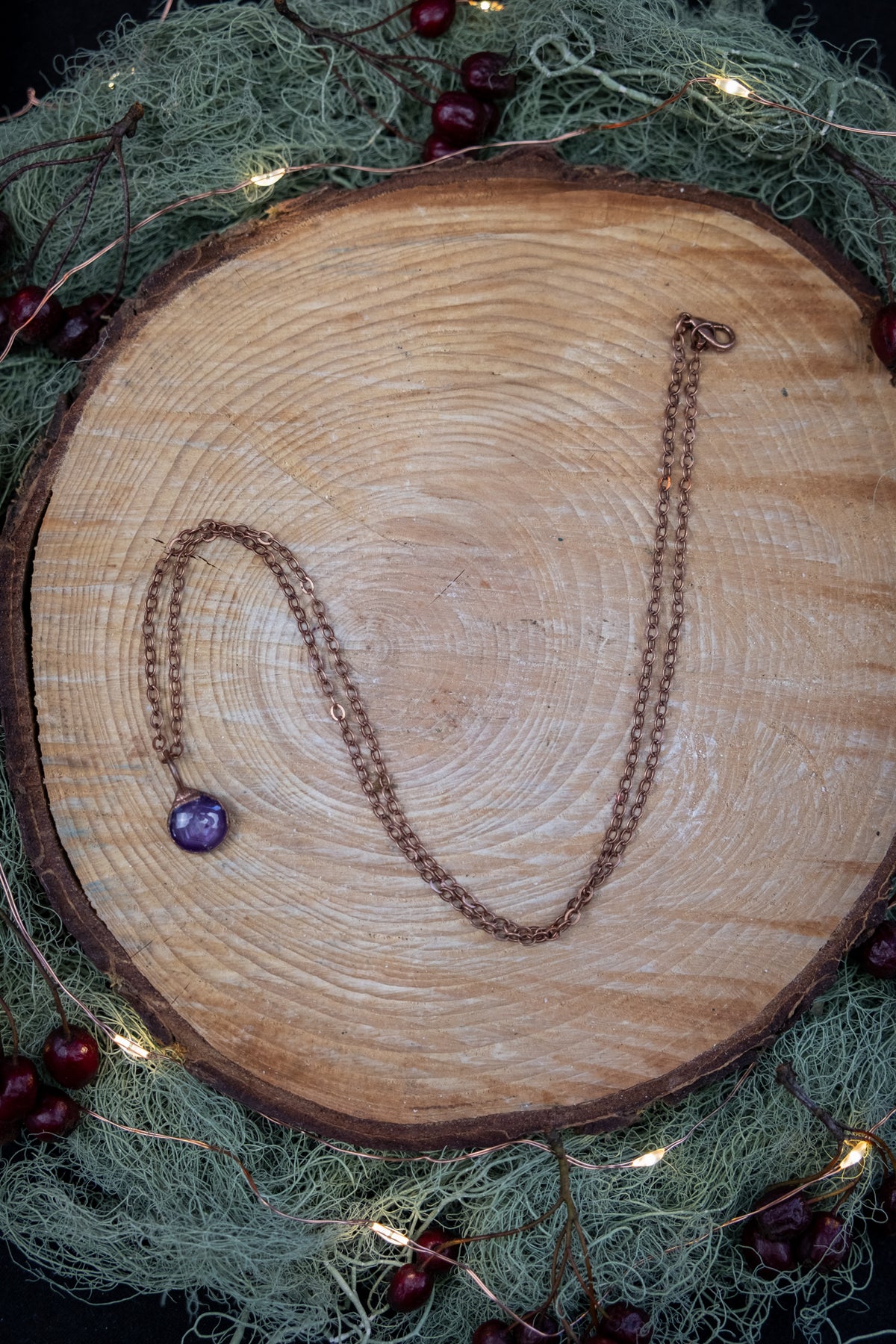 Petite Electroformed Star Garnet Copper Necklace