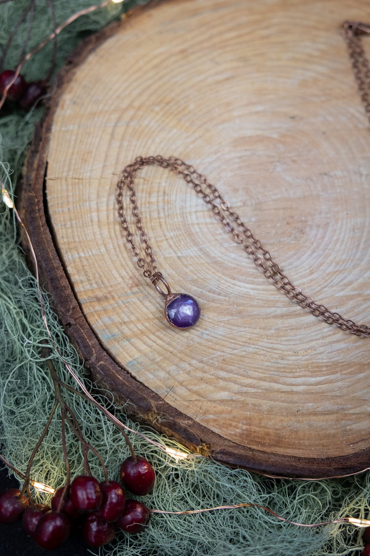 Petite Electroformed Star Garnet Copper Necklace