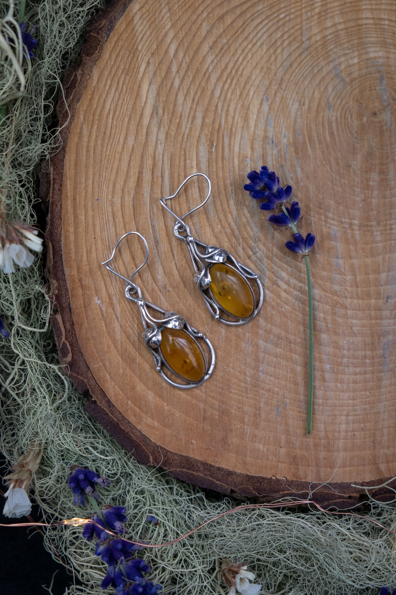 Natural Baltic Amber Sterling Silver Drop Earrings