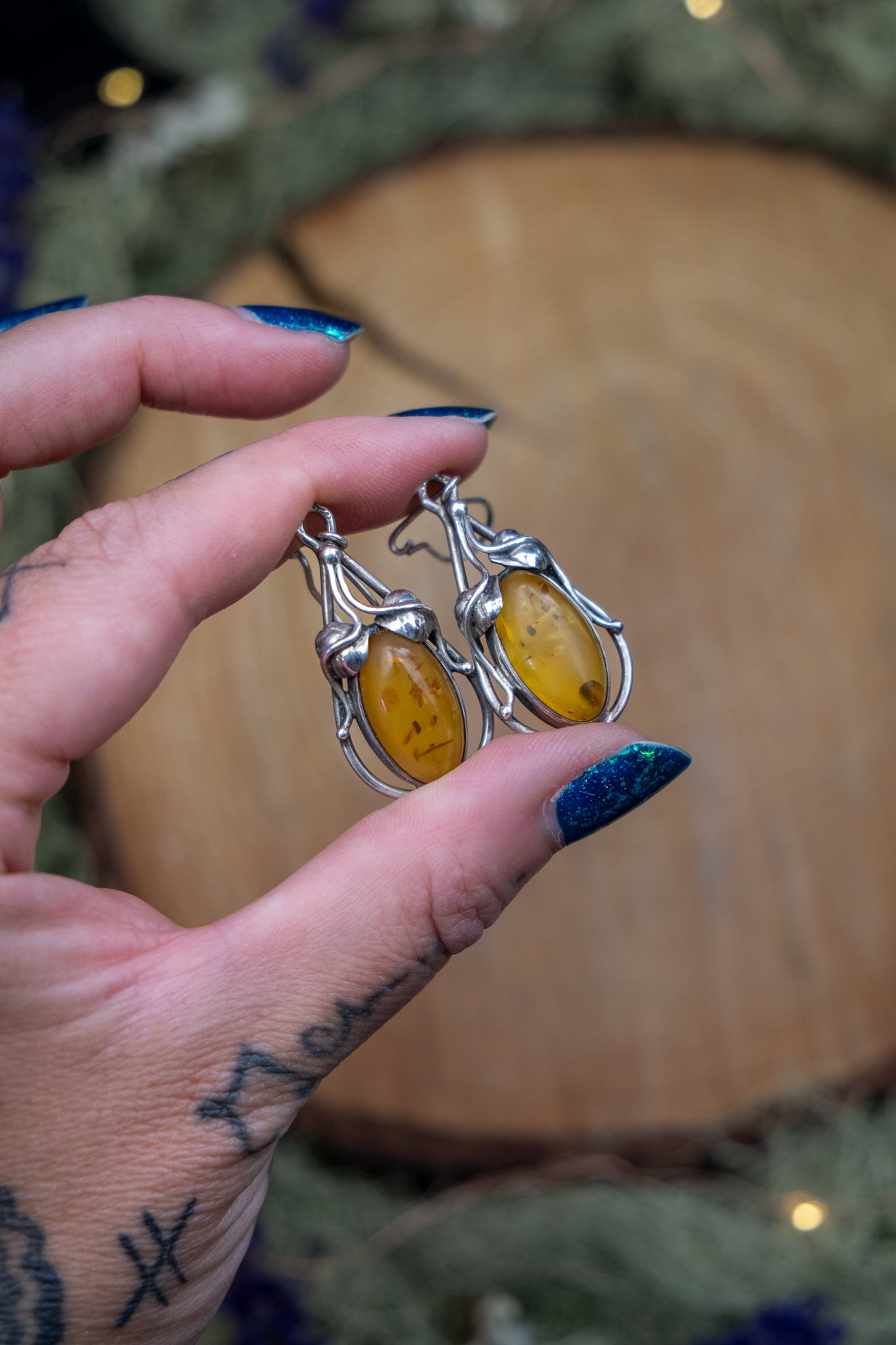 Natural Baltic Amber Sterling Silver Drop Earrings
