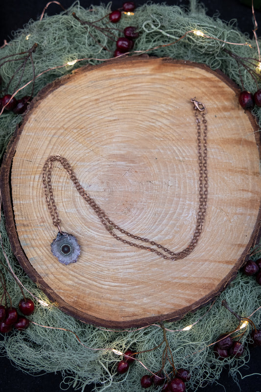Electroformed Solar Quartz Copper Necklace