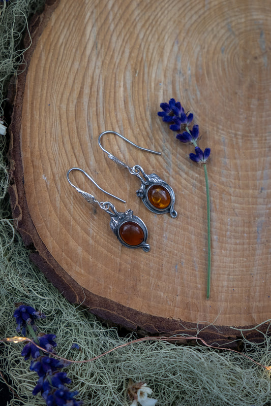 Natural Baltic Amber Sterling Silver Drop Earrings