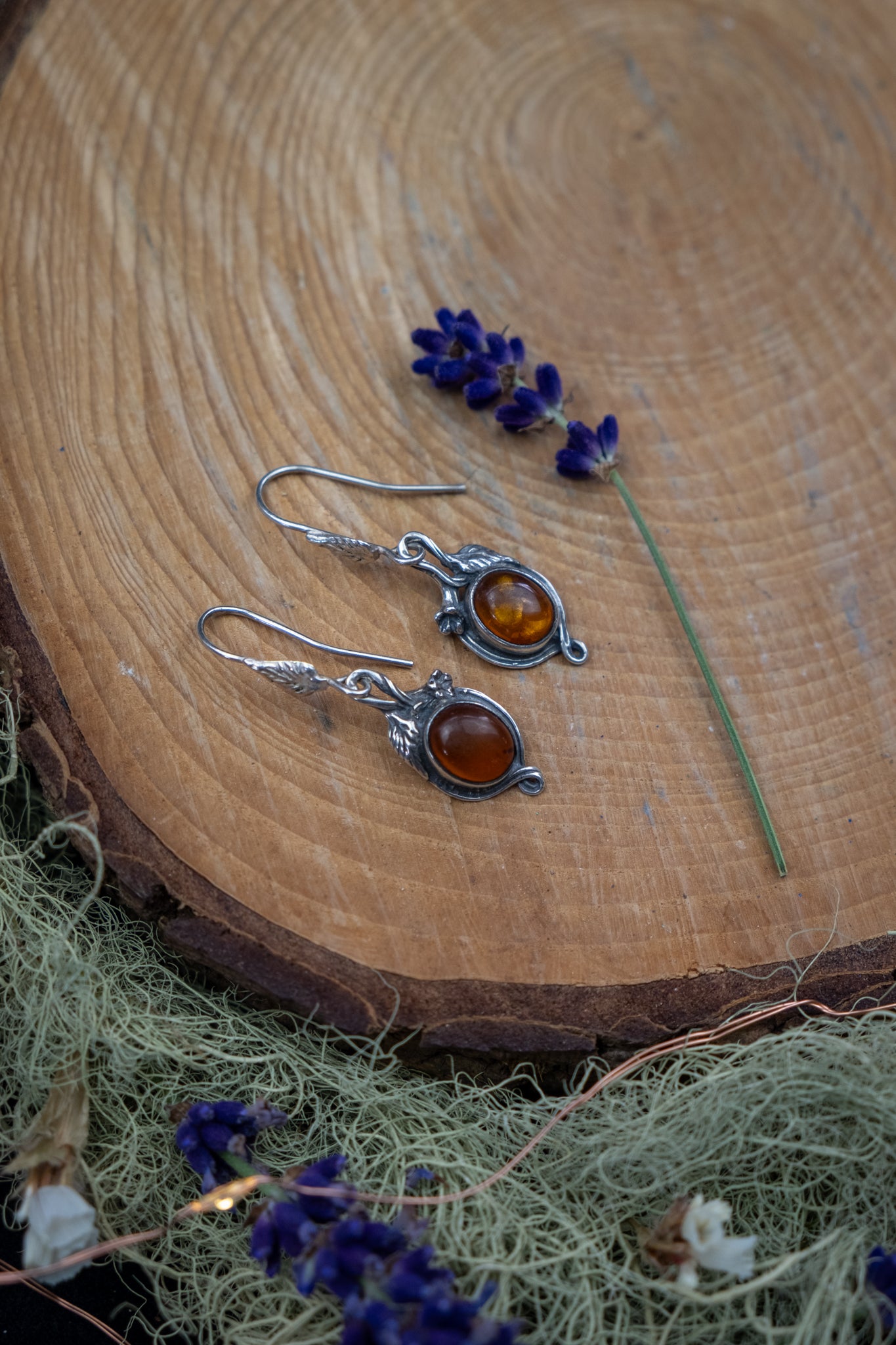 Natural Baltic Amber Sterling Silver Drop Earrings