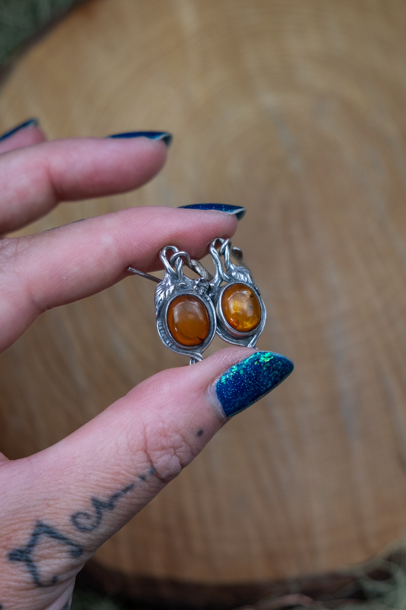 Natural Baltic Amber Sterling Silver Drop Earrings